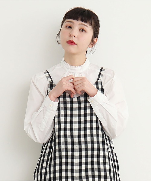 CHILD WOMAN(チャイルドウーマン)の「無地/ストライプ スタンドカラーシャツ(シャツ/ブラウス・レディース・ホワイト/ネイビー/ブラック・FREE)」の8枚目の写真