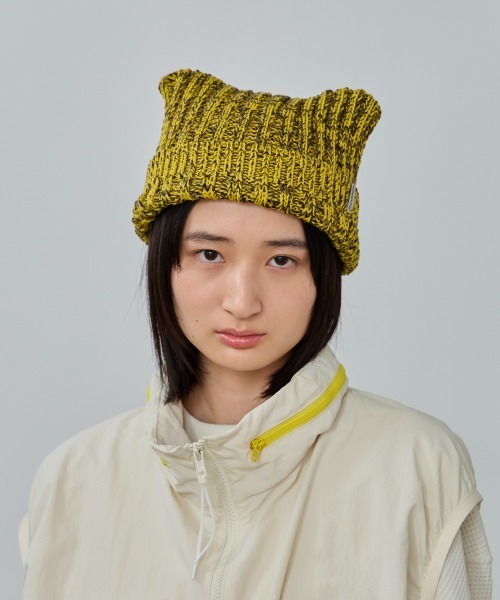 OVERRIDE（オーバーライド）の「OVERRIDE  KNIT MIX CAT BEANIE 猫耳ビーニー / オーバーライド（ニットキャップ/ビーニー・レディース・ホワイト系/ブラック系/ライトグレー/ピンク系/ライトブルー/ブラウン/ブラック/ブラック系2/レッド/マスタード・57~59cm）」の8枚目の写真