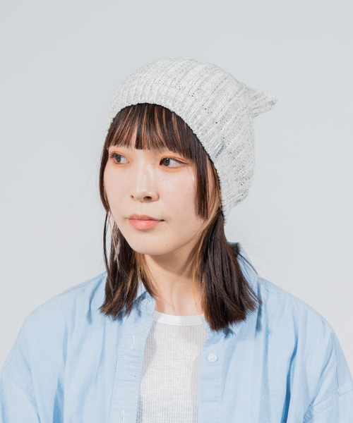 OVERRIDE（オーバーライド）の「OVERRIDE  KNIT MIX CAT BEANIE 猫耳ビーニー / オーバーライド（ニットキャップ/ビーニー・レディース・ホワイト系/ブラック系/ライトグレー/ピンク系/ライトブルー/ブラウン/ブラック/ブラック系2/レッド/マスタード・57~59cm）」の20枚目の写真