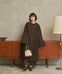 moi tytto | 【低身長さん向けSサイズあり】ワイドスリーブノーカラーロングCT(ノーカラーコート)