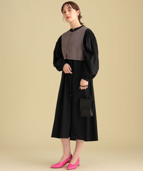 Ray BEAMS（レイビームス）の「Ray BEAMS / ベスト セット ギャザー ワンピース（ワンピース・レディース・ホワイト/ブラック・ONE SIZE）」の6枚目の写真