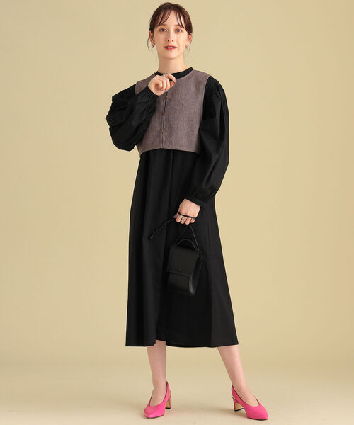 Ray BEAMS（レイビームス）の「Ray BEAMS / ベスト セット ギャザー ワンピース（ワンピース・レディース・ホワイト/ブラック・ONE SIZE）」の7枚目の写真