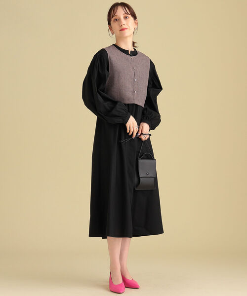 Ray BEAMS（レイビームス）の「Ray BEAMS / ベスト セット ギャザー ワンピース（ワンピース・レディース・ホワイト/ブラック・ONE SIZE）」の8枚目の写真