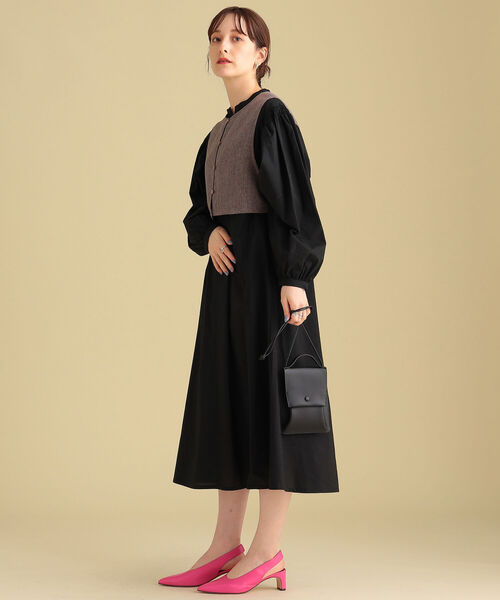 Ray BEAMS（レイビームス）の「Ray BEAMS / ベスト セット ギャザー ワンピース（ワンピース・レディース・ホワイト/ブラック・ONE SIZE）」の9枚目の写真