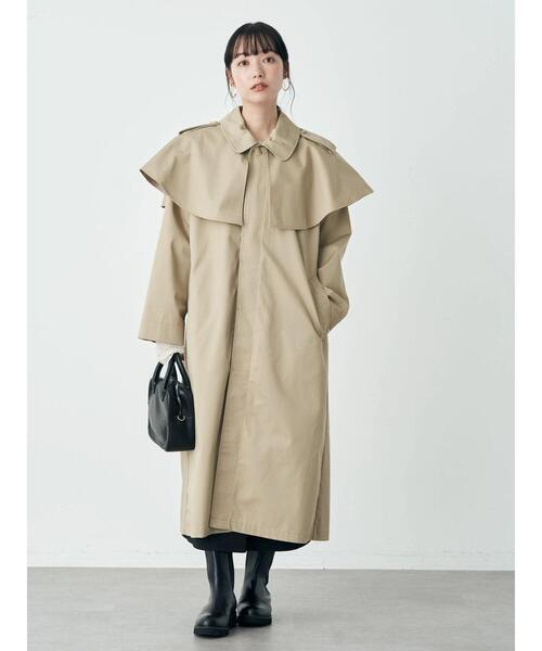 earth music&ecology（アースミュージックアンドエコロジー）の「2WAYケープステンカラーコート（ステンカラーコート・レディース・ベージュ/キャメル/ブルー・FREE）」の4枚目の写真