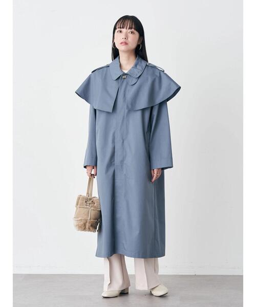 earth music&ecology（アースミュージックアンドエコロジー）の「2WAYケープステンカラーコート（ステンカラーコート・レディース・ベージュ/キャメル/ブルー・FREE）」の6枚目の写真