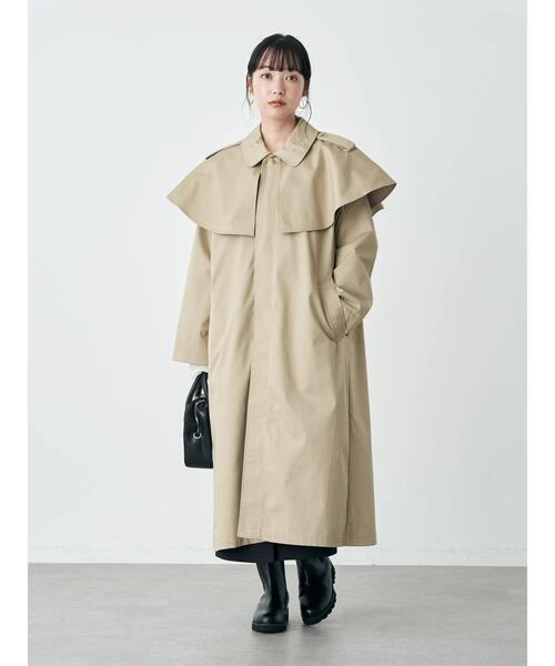 earth music&ecology（アースミュージックアンドエコロジー）の「2WAYケープステンカラーコート（ステンカラーコート・レディース・ベージュ/キャメル/ブルー・FREE）」の7枚目の写真
