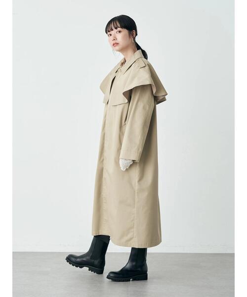 earth music&ecology（アースミュージックアンドエコロジー）の「2WAYケープステンカラーコート（ステンカラーコート・レディース・ベージュ/キャメル/ブルー・FREE）」の9枚目の写真