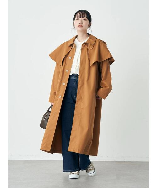 earth music&ecology（アースミュージックアンドエコロジー）の「2WAYケープステンカラーコート（ステンカラーコート・レディース・ベージュ/キャメル/ブルー・FREE）」の12枚目の写真