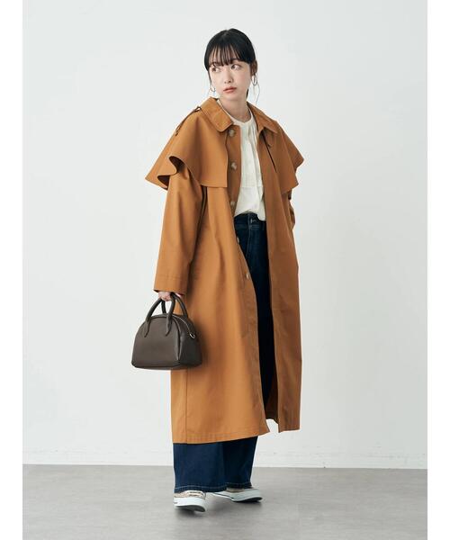 earth music&ecology（アースミュージックアンドエコロジー）の「2WAYケープステンカラーコート（ステンカラーコート・レディース・ベージュ/キャメル/ブルー・FREE）」の13枚目の写真