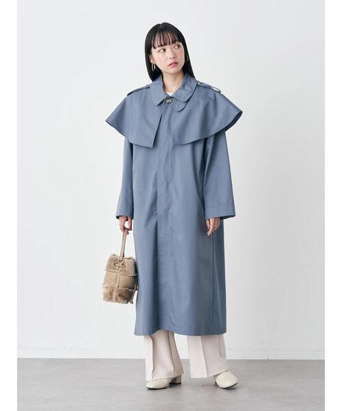 earth music&ecology（アースミュージックアンドエコロジー）の「2WAYケープステンカラーコート（ステンカラーコート・レディース・ベージュ/キャメル/ブルー・FREE）」の15枚目の写真