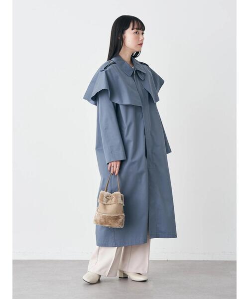 earth music&ecology（アースミュージックアンドエコロジー）の「2WAYケープステンカラーコート（ステンカラーコート・レディース・ベージュ/キャメル/ブルー・FREE）」の16枚目の写真