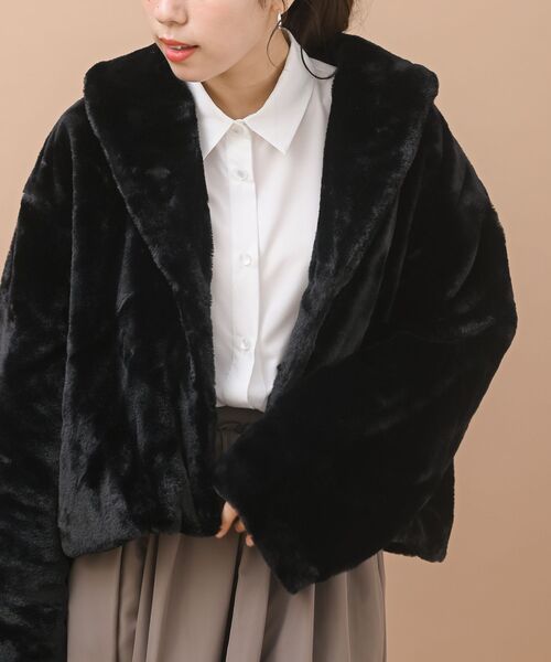 rps(アールピーエス)の「フェイクファーショールカラーショートジャケット(その他アウター・レディース・ブラック/アイボリー/モカ/グレイッシュベージュ・M/フリー)」の17枚目の写真