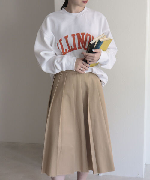 UNIVERSAL OVERALL（ユニバーサルオーバーオール）の「【UNIVERSAL OVERALL/ユニバーサルオーバーオール】ILLINOIS SWEAT P/O　イリノイ ロゴスウェット（スウェット・レディース・ライトグレー/ネイビー/オフホワイト・M）」の6枚目の写真