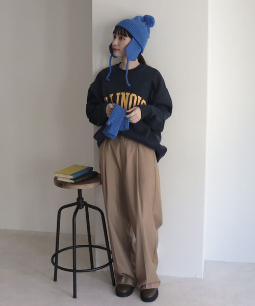 UNIVERSAL OVERALL（ユニバーサルオーバーオール）の「【UNIVERSAL OVERALL/ユニバーサルオーバーオール】ILLINOIS SWEAT P/O　イリノイ ロゴスウェット（スウェット・レディース・ライトグレー/ネイビー/オフホワイト・M）」の11枚目の写真