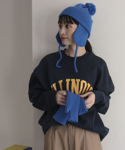 UNIVERSAL OVERALL（ユニバーサルオーバーオール）の「【UNIVERSAL OVERALL/ユニバーサルオーバーオール】ILLINOIS SWEAT P/O　イリノイ ロゴスウェット（スウェット・レディース・ライトグレー/ネイビー/オフホワイト・M）」の12枚目の写真