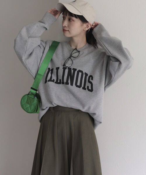 UNIVERSAL OVERALL（ユニバーサルオーバーオール）の「【UNIVERSAL OVERALL/ユニバーサルオーバーオール】ILLINOIS SWEAT P/O　イリノイ ロゴスウェット（スウェット・レディース・ライトグレー/ネイビー/オフホワイト・M）」の20枚目の写真