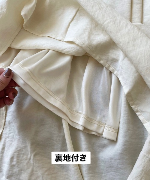 chocomee（チョコミー）の「vネックボリュームワンピ（ワンピース・レディース・ブラウン/アイボリー・ONESIZE）」の13枚目の写真