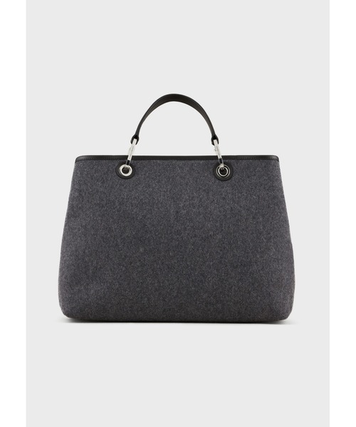 【中古】エンポリオアルマーニ  美品 2WAY ショルダーバッグ トート フェルト ウール ロゴ 刺繍 グレー EMPORIO ARMANI（エンポリオアルマーニ）の「【エンポリオ アルマーニ