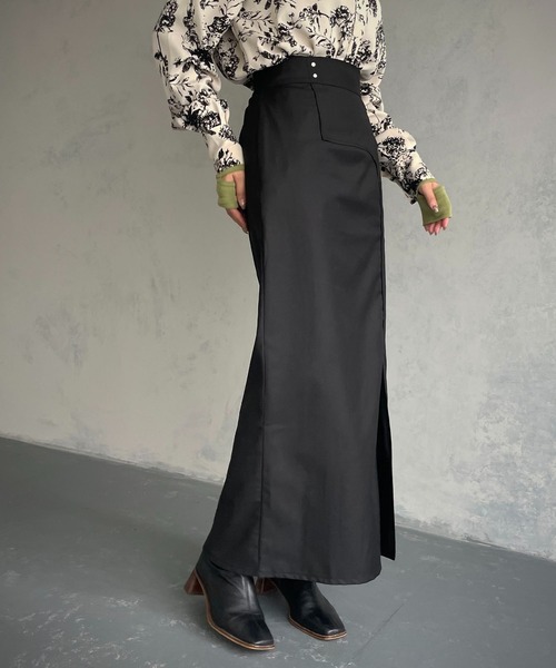 &g'aime（アンジェム）の「【&g’aime】カーブ切り替えツイルタイトスカート（スカート・レディース・ブラック/チャコールグレー・FREE）」の12枚目の写真