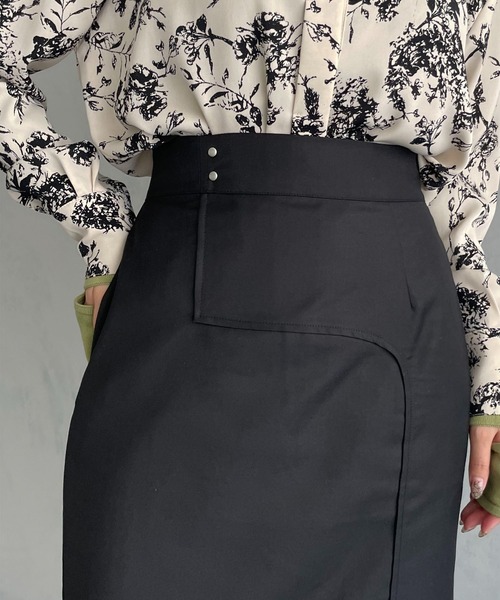 &g'aime（アンジェム）の「【&g’aime】カーブ切り替えツイルタイトスカート（スカート・レディース・ブラック/チャコールグレー・FREE）」の13枚目の写真