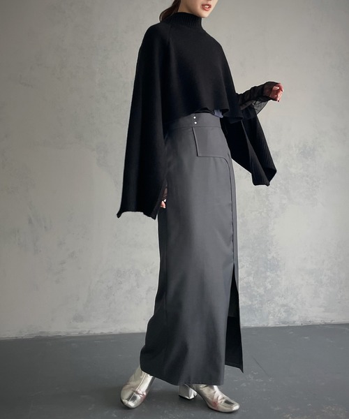 &g'aime（アンジェム）の「【&g’aime】カーブ切り替えツイルタイトスカート（スカート・レディース・ブラック/チャコールグレー・FREE）」の19枚目の写真