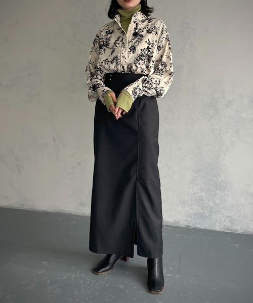 &g'aime（アンジェム）の「【&g’aime】カーブ切り替えツイルタイトスカート（スカート・レディース・ブラック/チャコールグレー・FREE）」の3枚目の写真