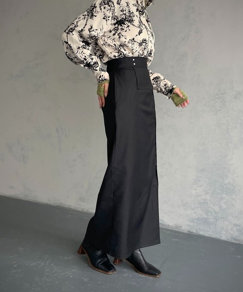 &g'aime（アンジェム）の「【&g’aime】カーブ切り替えツイルタイトスカート（スカート・レディース・ブラック/チャコールグレー・FREE）」の7枚目の写真