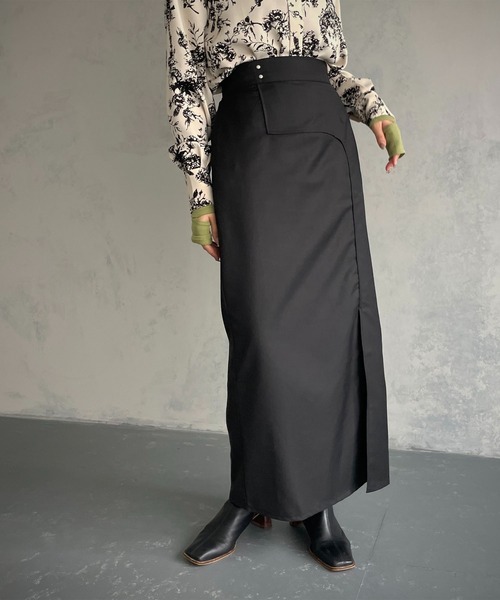 &g'aime（アンジェム）の「【&g’aime】カーブ切り替えツイルタイトスカート（スカート・レディース・ブラック/チャコールグレー・FREE）」の11枚目の写真
