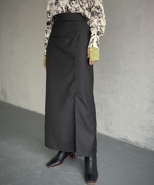 &g'aime（アンジェム）の「【&g’aime】カーブ切り替えツイルタイトスカート（スカート・レディース・ブラック/チャコールグレー・FREE）」の10枚目の写真