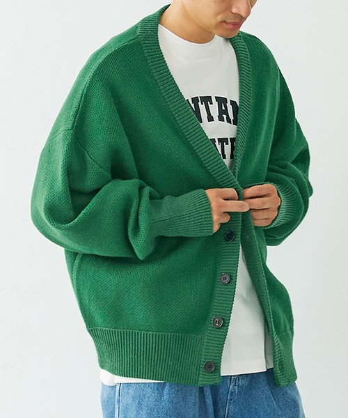 coca（coca）（コカ）の「【WEB限定セール】メンズ両畦編みオーバーカーディガン（カーディガン/ボレロ・メンズ・マスタード/グリーン/ブラウン/ブラック/ターコイズブルー/ダークベージュ/ベージュ/オレンジ/ライトブルー/チャコールグレー・M/L/XL）」の6枚目の写真