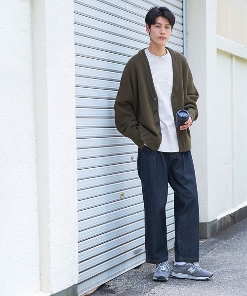 coca（coca）（コカ）の「【WEB限定セール】メンズ両畦編みオーバーカーディガン（カーディガン/ボレロ・メンズ・マスタード/グリーン/ブラウン/ブラック/ターコイズブルー/ダークベージュ/ベージュ/オレンジ/ライトブルー/チャコールグレー・M/L/XL）」の17枚目の写真