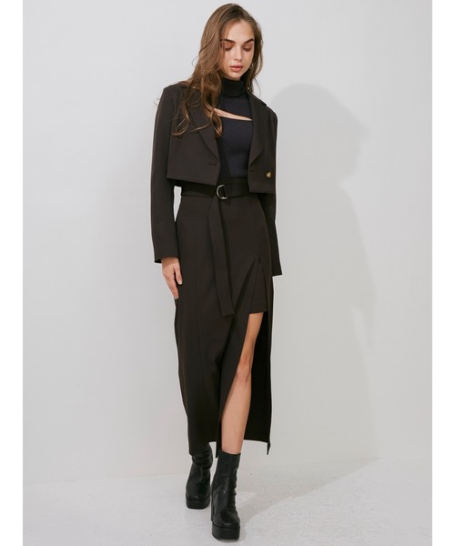 MERCURYDUO（マーキュリーデュオ）の「クロップドジャケット（テーラードジャケット・レディース・ダークブラウン/ベージュ/グレー・SMALL/MEDIUM）」の8枚目の写真