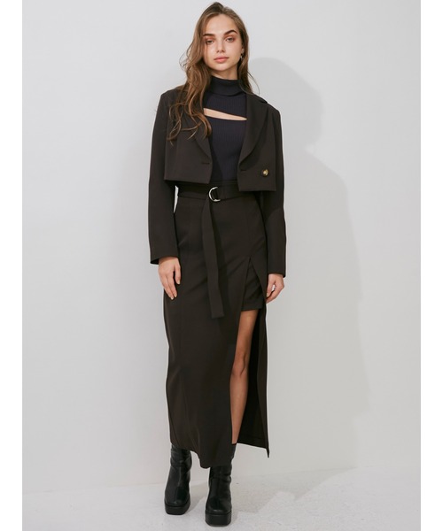 MERCURYDUO（マーキュリーデュオ）の「クロップドジャケット（テーラードジャケット・レディース・ダークブラウン/ベージュ/グレー・SMALL/MEDIUM）」の10枚目の写真