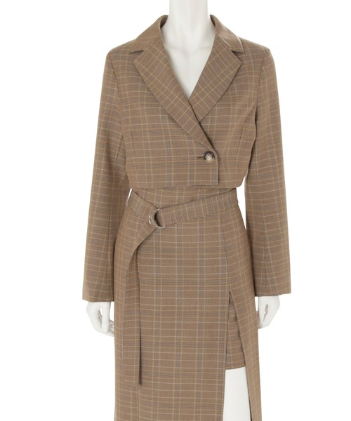 MERCURYDUO（マーキュリーデュオ）の「クロップドジャケット（テーラードジャケット・レディース・ダークブラウン/ベージュ/グレー・SMALL/MEDIUM）」の15枚目の写真