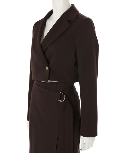 MERCURYDUO（マーキュリーデュオ）の「クロップドジャケット（テーラードジャケット・レディース・ダークブラウン/ベージュ/グレー・SMALL/MEDIUM）」の20枚目の写真