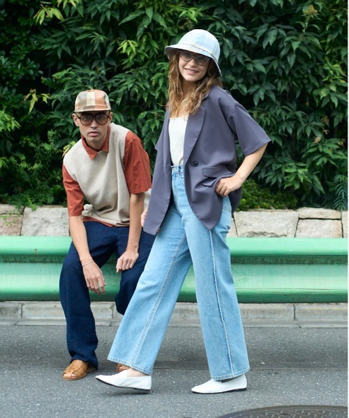 HUNTISM（ハンティズム）の「HUNTISM ハンティズム / BC Washer Hat ブロックチェック ワッシャーハット / htm231008（ハット・メンズ・ライトブルー/ネイビー/オレンジ・FREE）」の6枚目の写真