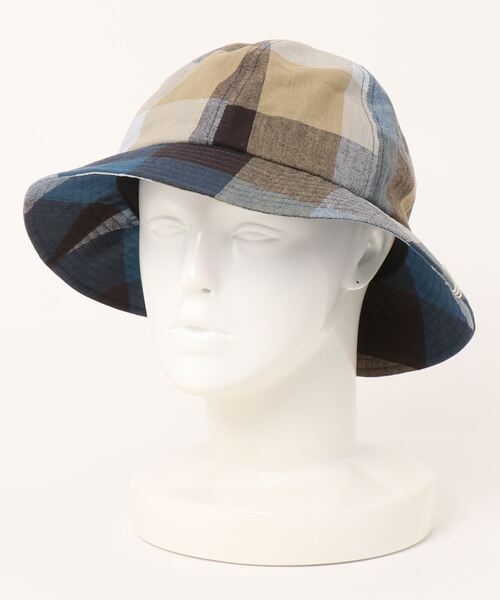 HUNTISM（ハンティズム）の「HUNTISM ハンティズム / BC Washer Hat ブロックチェック ワッシャーハット / htm231008（ハット・メンズ・ライトブルー/ネイビー/オレンジ・FREE）」の19枚目の写真