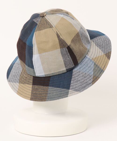 HUNTISM（ハンティズム）の「HUNTISM ハンティズム / BC Washer Hat ブロックチェック ワッシャーハット / htm231008（ハット・メンズ・ライトブルー/ネイビー/オレンジ・FREE）」の20枚目の写真