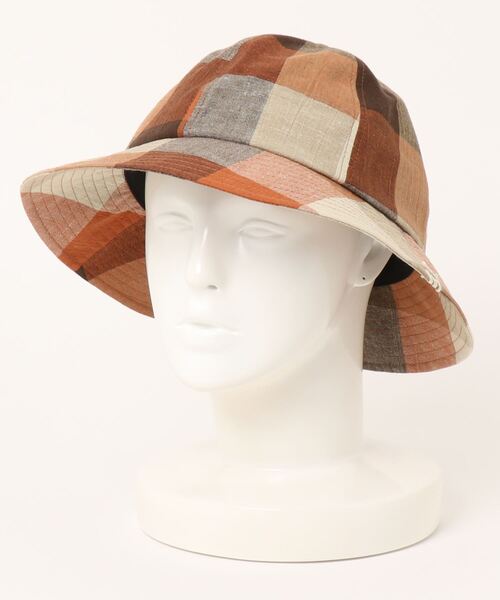 HUNTISM（ハンティズム）の「HUNTISM ハンティズム / BC Washer Hat ブロックチェック ワッシャーハット / htm231008（ハット・メンズ・ライトブルー/ネイビー/オレンジ・FREE）」の21枚目の写真
