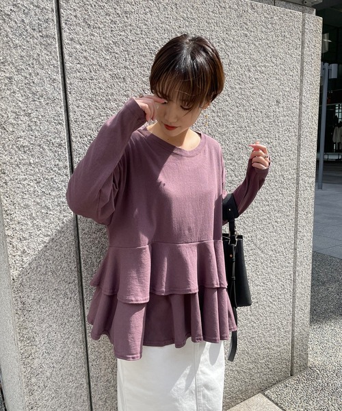 Isn't She?(イズントシー)の「フリルデザイントップス(Tシャツ/カットソー・レディース・ピンク系/ブラック・FREE)」の5枚目の写真