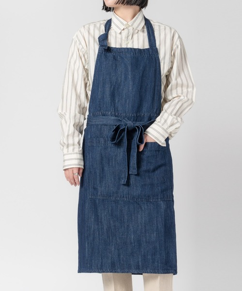 salle de bal（サルデバル）の「teint / テイント  コットンリネン デニム カフェ エプロン TE 015D DLW（エプロン・レディース・ネイビー/ホワイト・FREE）」の6枚目の写真