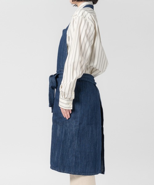 salle de bal（サルデバル）の「teint / テイント  コットンリネン デニム カフェ エプロン TE 015D DLW（エプロン・レディース・ネイビー/ホワイト・FREE）」の7枚目の写真