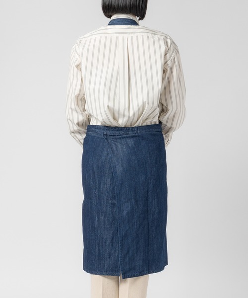 salle de bal（サルデバル）の「teint / テイント  コットンリネン デニム カフェ エプロン TE 015D DLW（エプロン・レディース・ネイビー/ホワイト・FREE）」の8枚目の写真