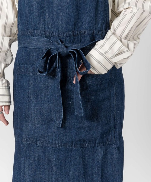 salle de bal（サルデバル）の「teint / テイント  コットンリネン デニム カフェ エプロン TE 015D DLW（エプロン・レディース・ネイビー/ホワイト・FREE）」の10枚目の写真