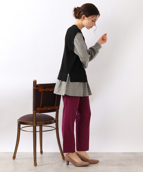 DRESKIP（ドレスキップ）の「◆1枚で旬コーデ！ニットベストドッキング トップス（Tシャツ/カットソー・レディース・ブラック/ライトベージュ/ブルー・02/03/04）」の15枚目の写真