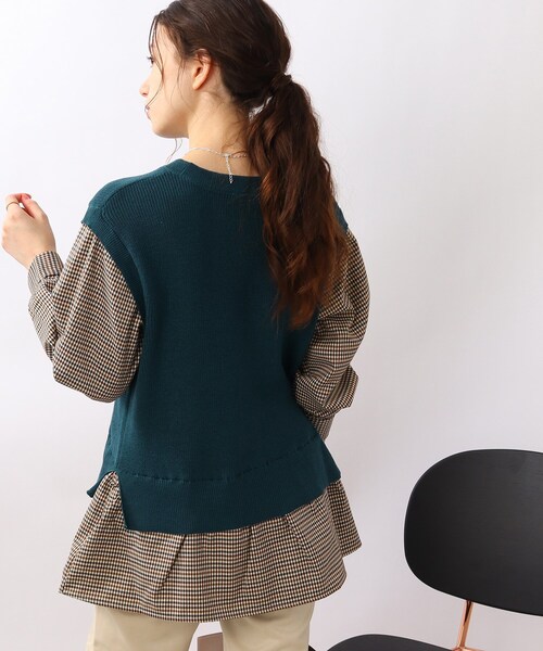 DRESKIP（ドレスキップ）の「◆1枚で旬コーデ！ニットベストドッキング トップス（Tシャツ/カットソー・レディース・ブラック/ライトベージュ/ブルー・02/03/04）」の19枚目の写真