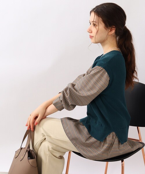 DRESKIP（ドレスキップ）の「◆1枚で旬コーデ！ニットベストドッキング トップス（Tシャツ/カットソー・レディース・ブラック/ライトベージュ/ブルー・02/03/04）」の20枚目の写真