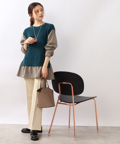 DRESKIP（ドレスキップ）の「◆1枚で旬コーデ！ニットベストドッキング トップス（Tシャツ/カットソー・レディース・ブラック/ライトベージュ/ブルー・02/03/04）」の21枚目の写真