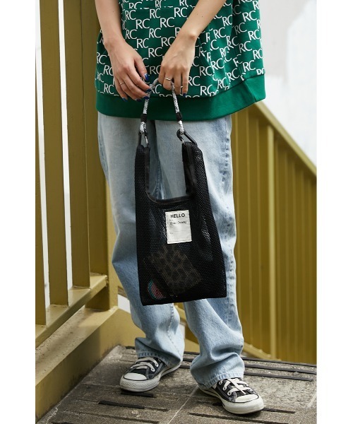 RODEO CROWNS WIDE BOWL(ロデオクラウンズワイドボウル)の「OUTDOOR CODE MESH BAG(トートバッグ・レディース・ピンク/サックスブルー/ブラック・FREE)」の2枚目の写真